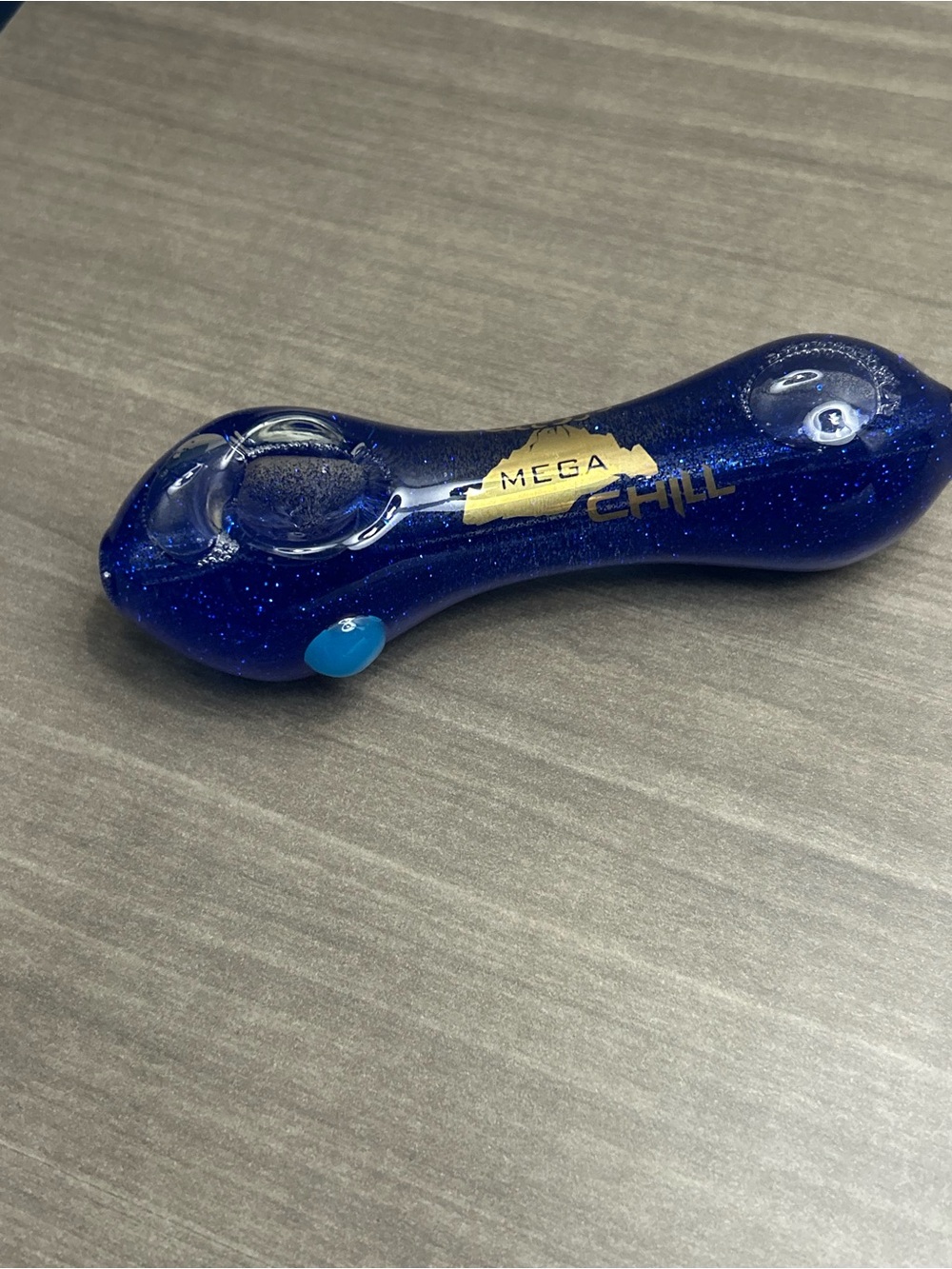 Mega Chill Glycerin Freezable Glass Hand Piece with Blue Glitter